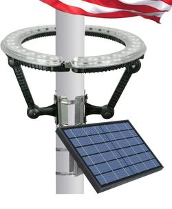 Solar Flag Pole Light, 4640 Lumens Flag Pole Light Solar Powered, 12000 mAh 32 LED Flag Light, Up to 15 Hrs, IP65 Waterproof, Adjustable Clamp fits 2-