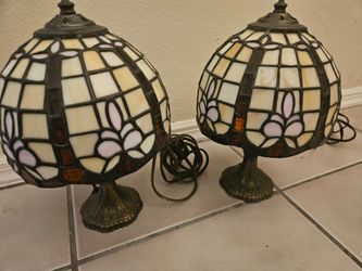 Set of vintage L&LWMC TIFFANY style lamps