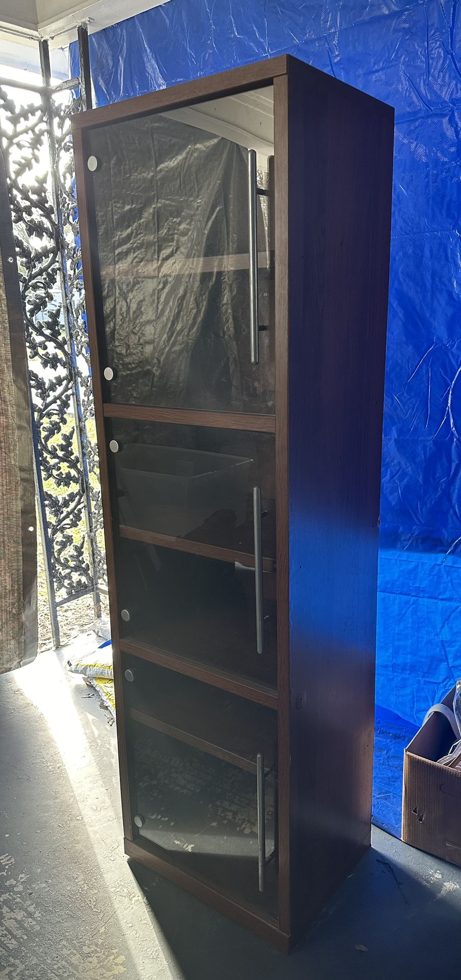 Display Cabinet Glass Doors Storage Shelves