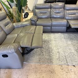 Grey Leather Recliner  Couch And Love Seat, Delivery Available 🚚