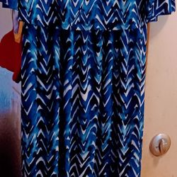 Ladies Sleeveless New Large Long Blue Designs Layered Dress By Robert Louis 