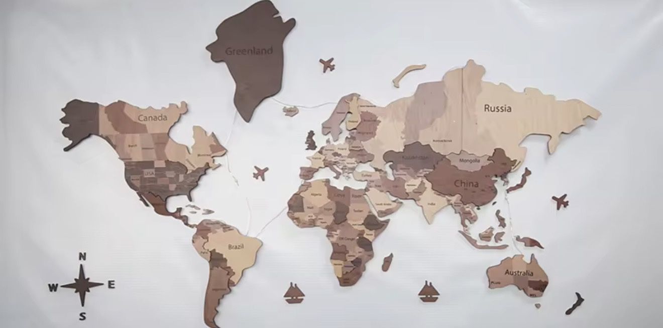 World Map Wall Mount