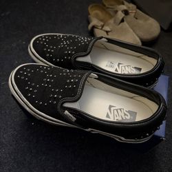 Vans Black Pearlized Slip Ons
