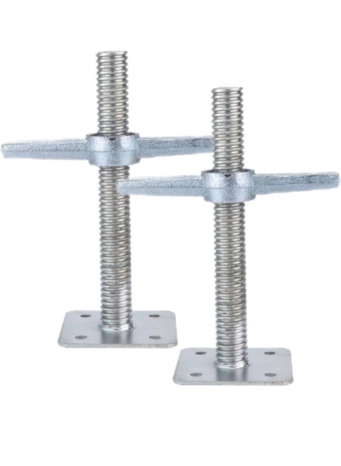 Scaffold 12" Adjustable Leveling Galvanized Screw Jack with Base Plate, 2 Pack