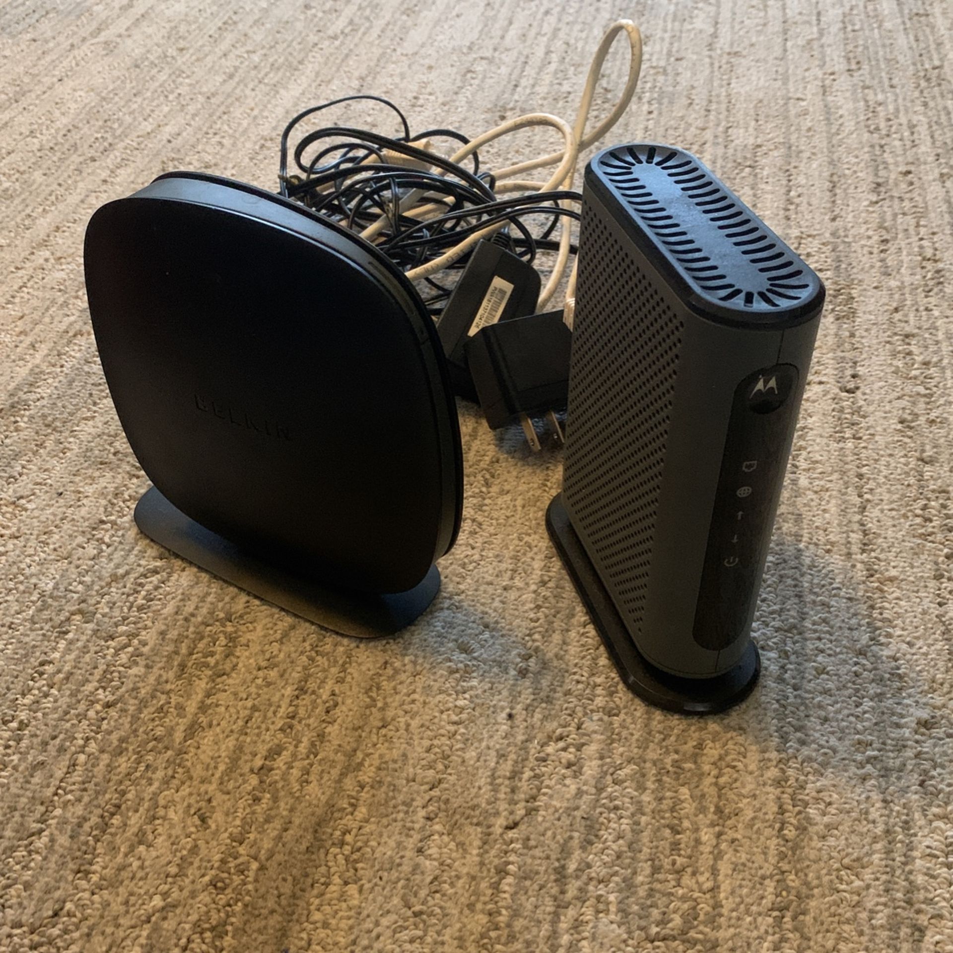 Motorola cable modem and Belkin wireless router for Internet