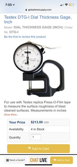 Testex DTG-I Dial Thickness Gage, Inch
