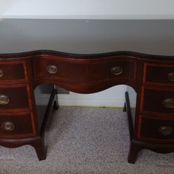 Desk Or Vanity With Mirror Serpentine Style With Beveled Glass