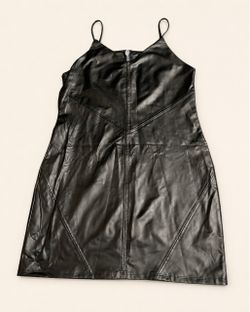 Black Faux-Leather Strappy Dress — Size L