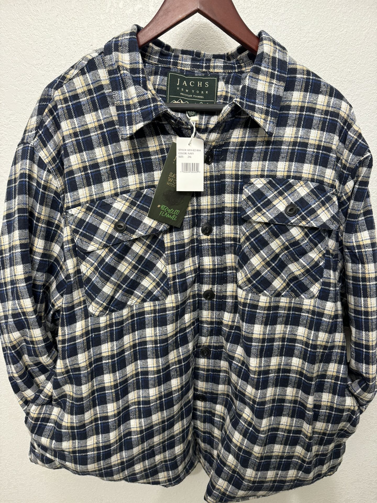 Jachs New York Sherpa Lined Blue Flannel Jacket Size 2XL *NWT*