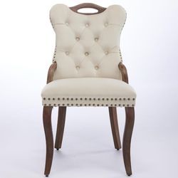 Cream Tufted Dining Chair 8 Pcs Set