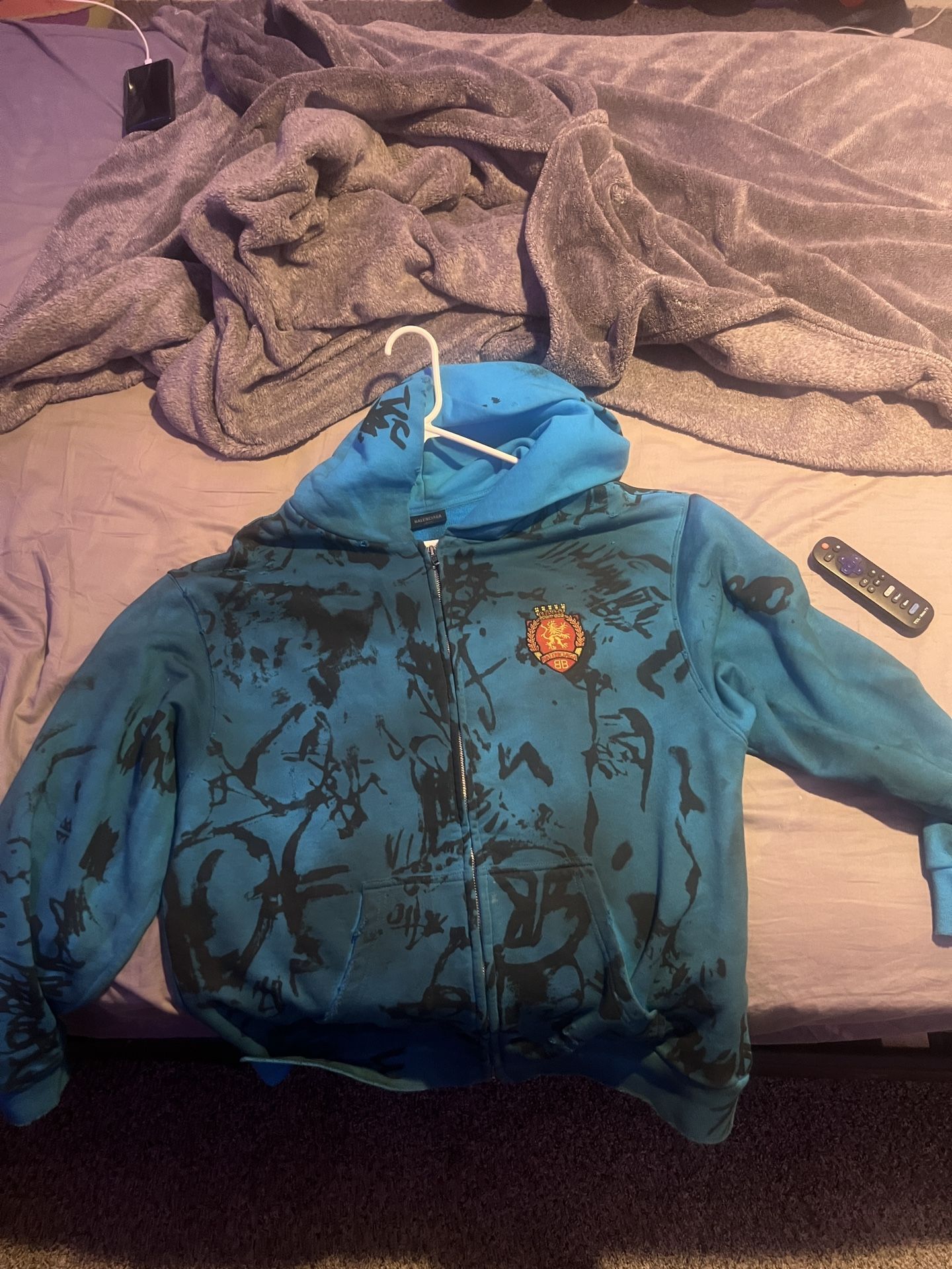 Balenciaga Graffiti Blue Zip Up
