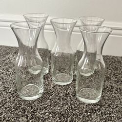 NEW 6.5” Decanter Glass Carafe Vase Set of 5