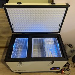 UNIQUE AC/DC 65 LITER PORTABLE FRIDGE/FREEZER, 120V, 12V, 24V with USB PORTS