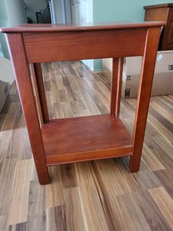 Wood End Table with Bottom Shelf