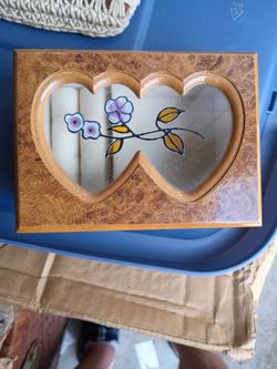 Wooden Box Flower Design On Front 