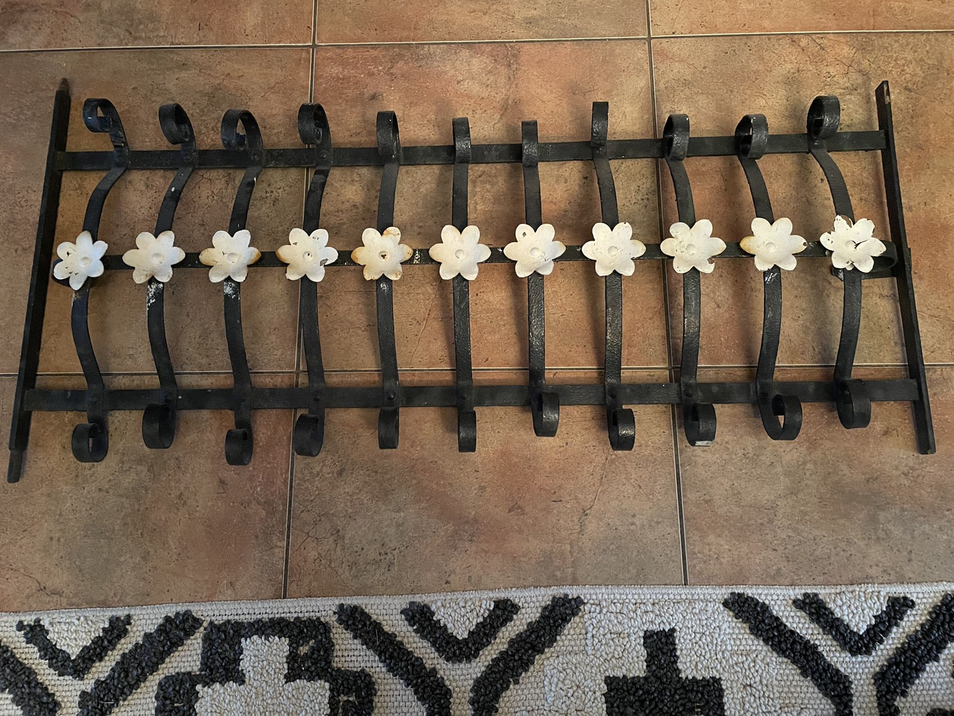 Antique Wrought Iron Fence With Flowers 