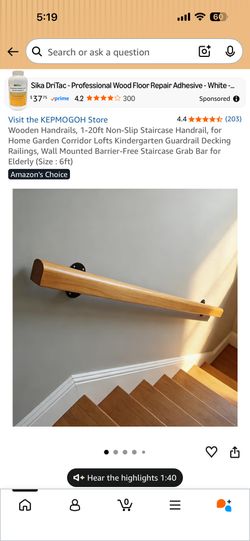 Wooden Handrails, 6 ft Non-Slip Staircase Handrail, for Home Garden Corridor Lofts Kindergarten Guardrail Decking Railings, Wall Mounted Barrier-Fre