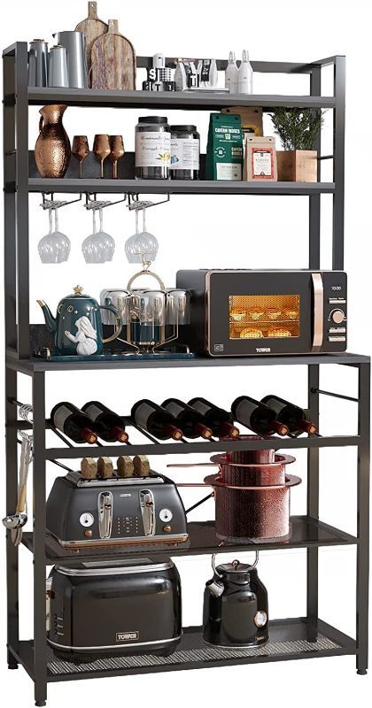 6 Tier Kitchen Bakers Rack With Wine Storage