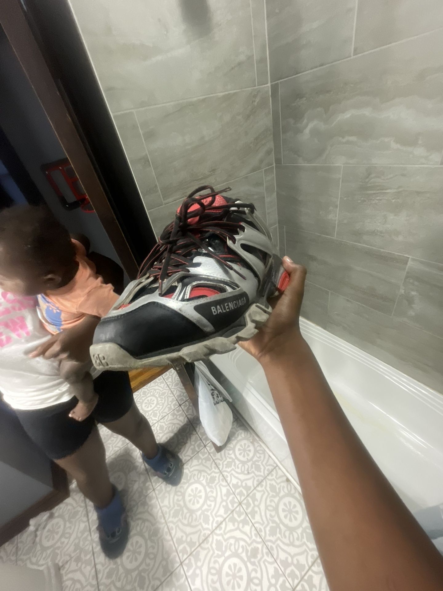Balenciaga Track Silver And Red