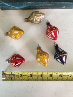 6 glass hand decorated glass ornaments
