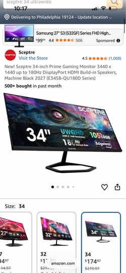 SCEPTRE 34 inch monitor 180hz 1440p