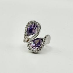Elegant Amethyst Double Pear Ring