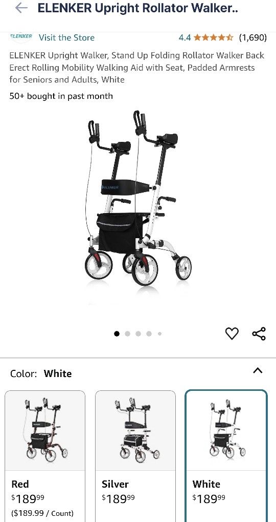 Upright Walker With Seat And Hand Brakes
