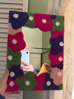 Hanging Floral Rug Mirror