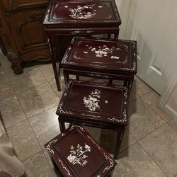 Antique Mother Of Pearl Nesting Table Set