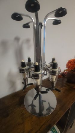 Chrome Rotating 6-Bottle Liquor Dispenser – Home Bar Accessory