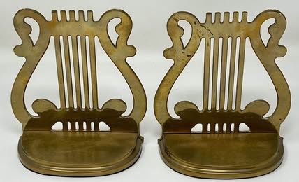 Brass Harp Music Sheet Bookends