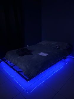 Floating Bed Frame Queen Size Metal Platform Bed Frame with LED Lights for Bedroom, No Box Spring Needed, Black