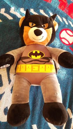 Build A Bear 16" Batman Black Gray Mask Cape DC Comics Bear Plush