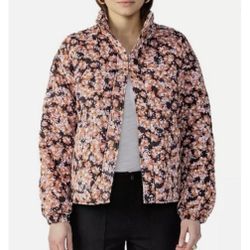 Social Standard by Sanctuary Long Sleeve Snap Up Quilted Jacket Floral Women's Small