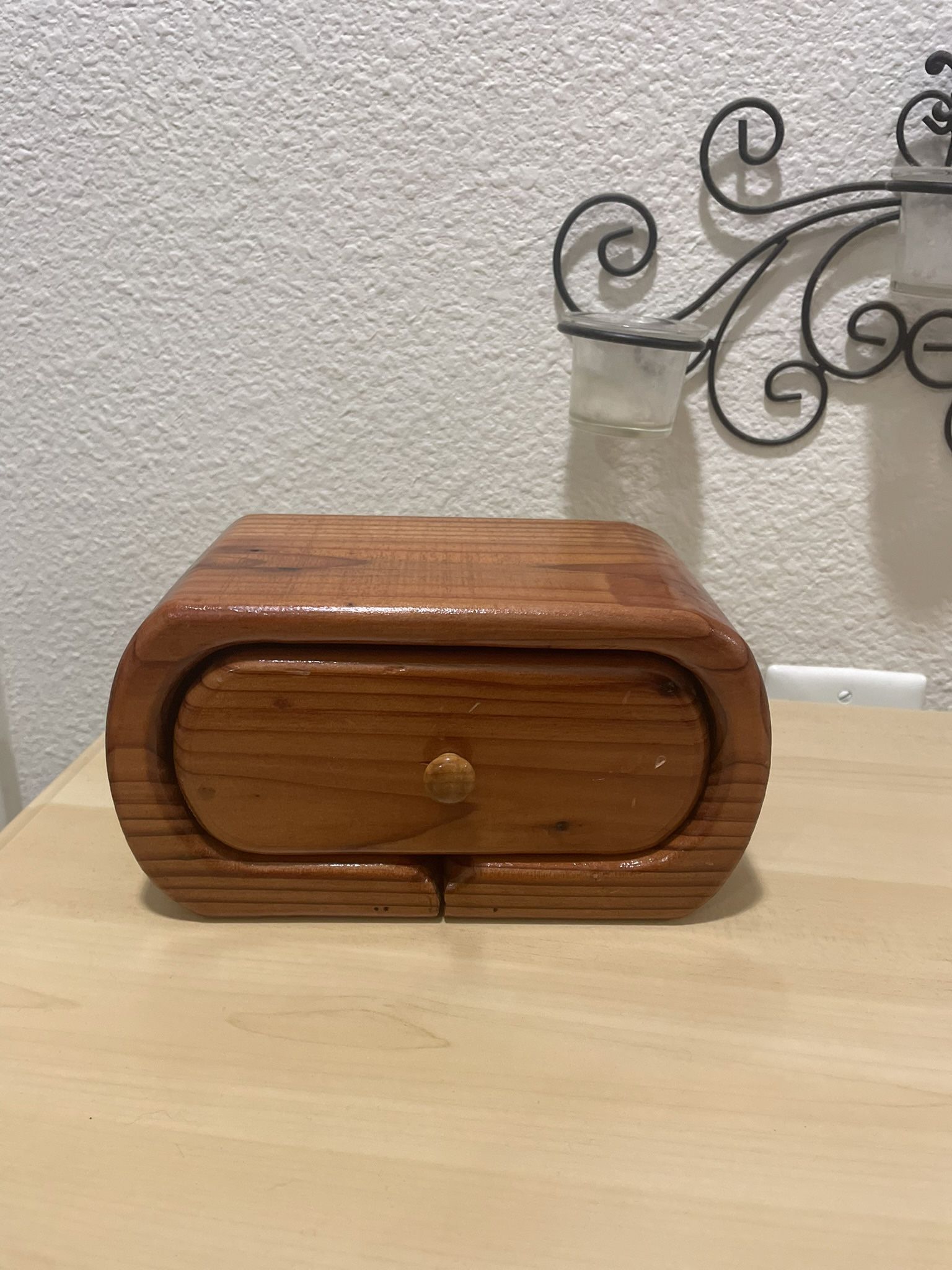 Beautiful Light Wood Box with Carved Horses and Wagons Scene 