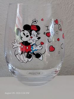 Disney Mickey and Minnie Mouse Stemless Wine Glass.