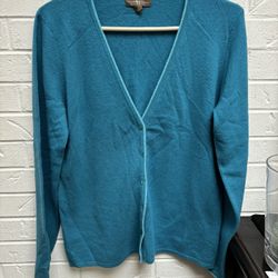 Lauren Hansen NWOT Women’s Blue Cashmere Cardigan Size L