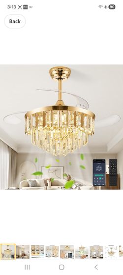 42" Gold Crystal Fandalier (model 9125-42G) lighting Nw