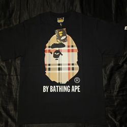 Bape x Burberry Check Ape Head T-Shirt, Black, Sizes S, M & L