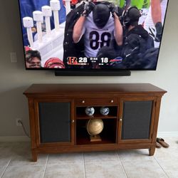 Cherry Wood Finish Tv Console,  Lamp Table And Coffee Table 