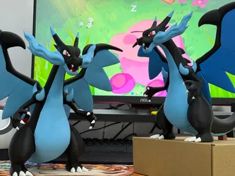 Mega Charizard X Figure Multicolor 3D Printed Pokemon Statue