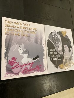 Disney Princess Canvas Sleeping Beauty Belle Beauty & Beast Decor