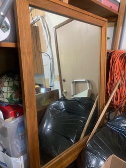 Large wood framed mirror