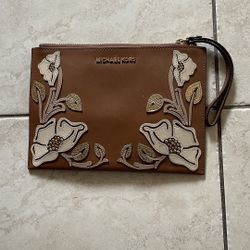 Michael Kors Brown Leather Clutch