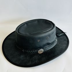 Australian Style Leather Foldable Hat 