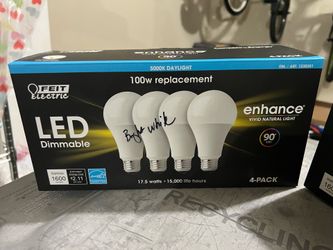 A21 LED light bulbs from Costco 100W a set of (4) bright white and a set of (4) daylight