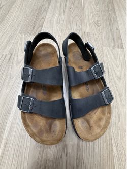 Birkenstock Milano CT Rugged Black Oiled Leather Sandals Men Buckle Straps US 13
