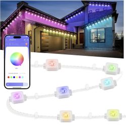 Nexillumi Permanent Outdoor Lights for House, 100ft Smart RGB Plus IC Outside Lights with 72 Scene Modes, IP68 Waterproof Eaves Lighting for Christmas