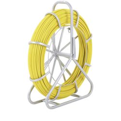VEVOR Fiberglass Fish Tape 425 FT x 1/4 inch, Fish Tape Duct Rodder Puller with Durable Steel Stand, Non-Conductive Fishtape Wire Cable Running Rod fo