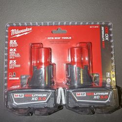 MILWAUKEE M12 RED LITHIUM XC 3.0 BATTERIES 